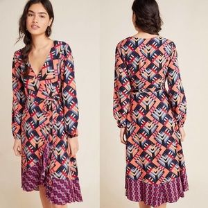 Anthropologie Porridge Amity Coral Wrap Dress